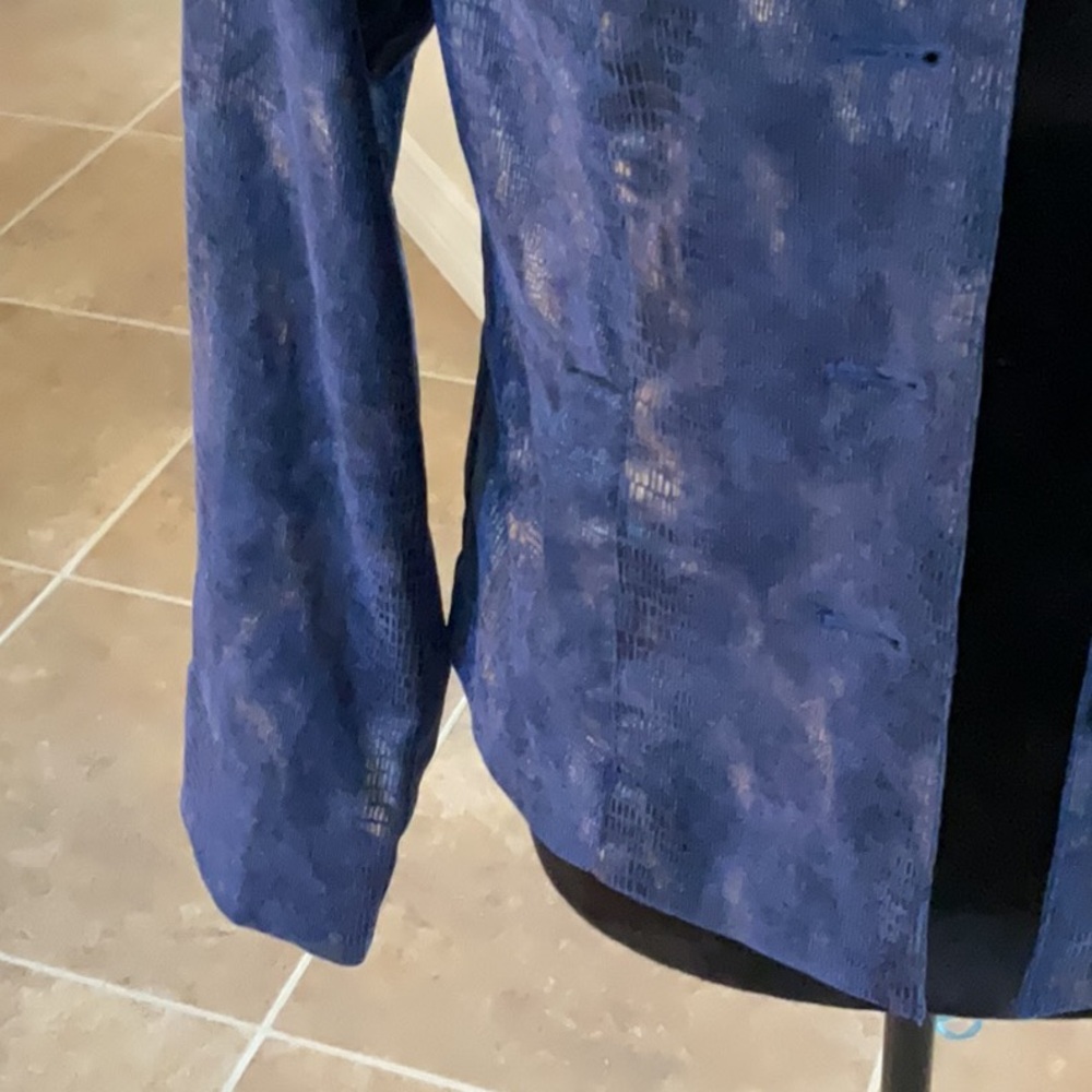 Linear Snakeprint Blue/Gold Button Front Jacket, … - image 5